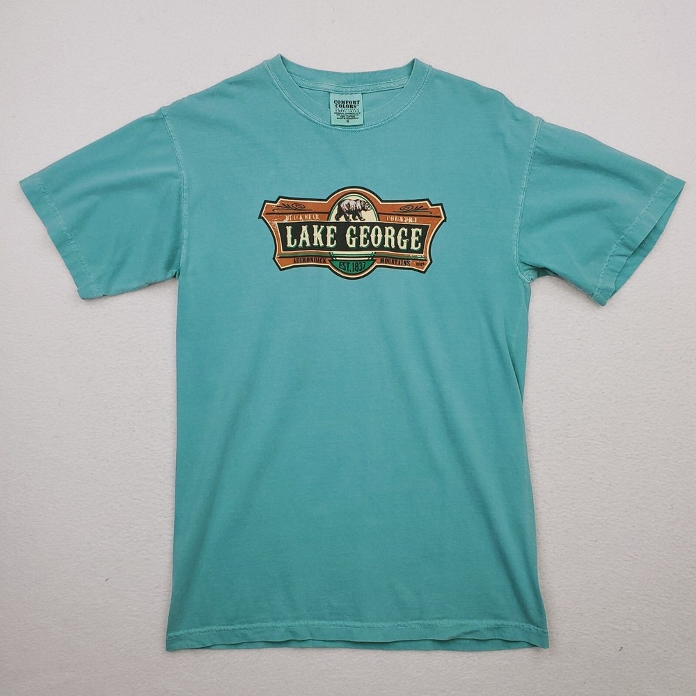 Lake George Shirt Mens Small Green Adirondack Mountains Nature Comfort Colors‎
